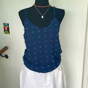 NWT Chigant Women’s NavyTank with Eyelash‎ Detail Poly soft fabric. Size Medium